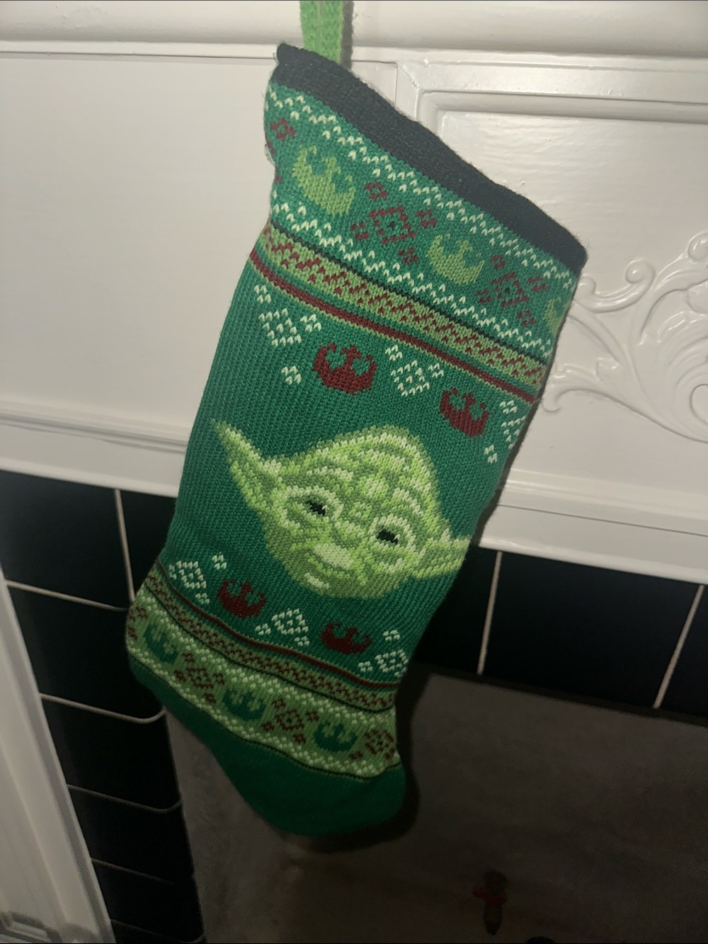 Star Wars Yoda Knit Christmas Stocking Green Holiday